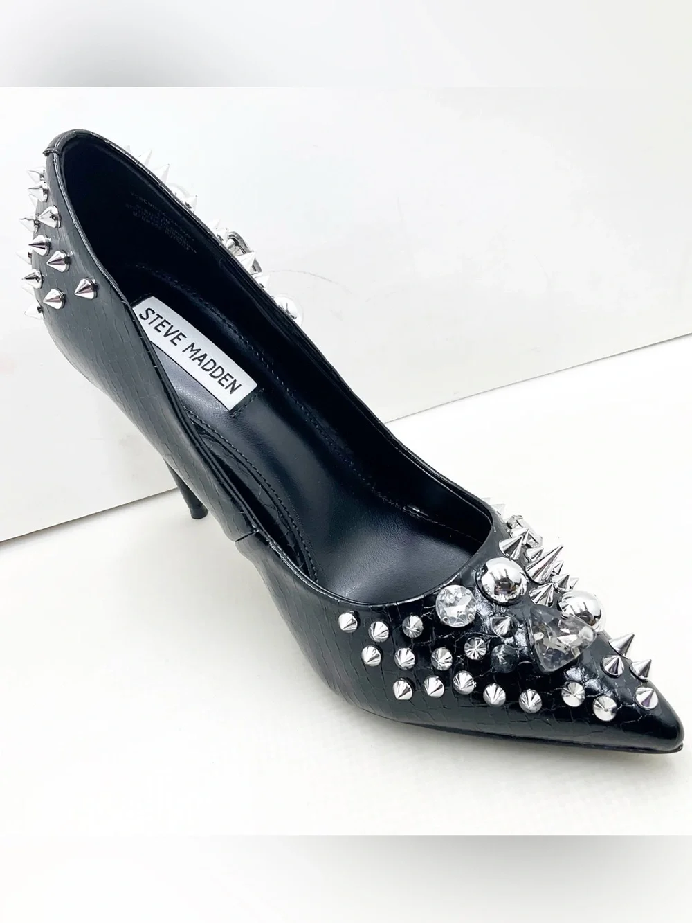 🆕{Steve Madden}Veronicka Spike & Crystal Embellished Pumps